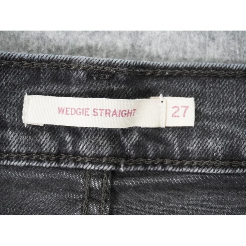 Levis Jeans Womens 27 Fits 25x24.5 Wedgie‎ Straight Denim Stretch Mid Rise Black - Picture 7 of 13